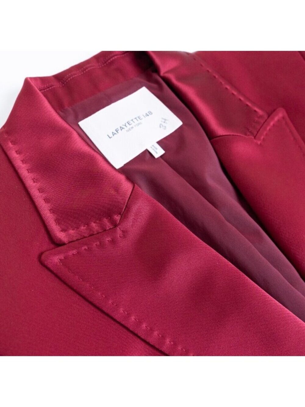 Lafayette 148 New York Red Satin Button Blazer Jacket Whitney Structured XS - Picture 7 of 15